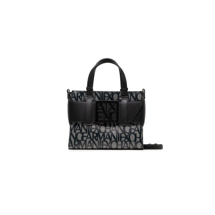 شنطة يد سوداء مطبعة بشعار A|X وسحاب – Armani Exchange