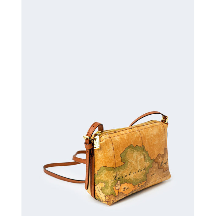 شنطة كتف جلدية صغيرة بخرائط جغرافية – Alviero Martini 1a Classe – Geo Map Print Small Beige Leather Shoulder Bag