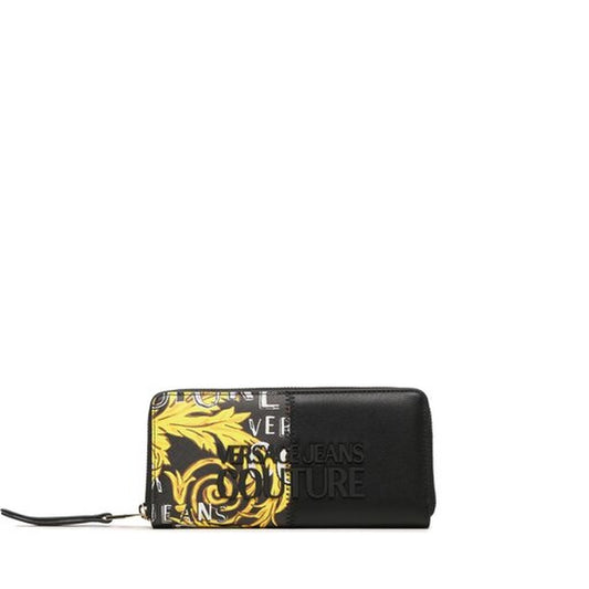 محفظة يد سوداء مزينة بنقشة باروكية ذهبية – Versace Jeans Couture