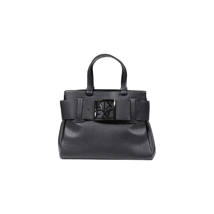 شنطة يد سوداء بشعار A|X وحزام كتف – Armani Exchange