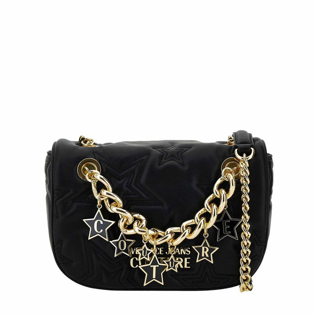 Versace Jeans Couture – شنطة كروس وردية بسلسلة ذهبية وتفاصيل نجمية