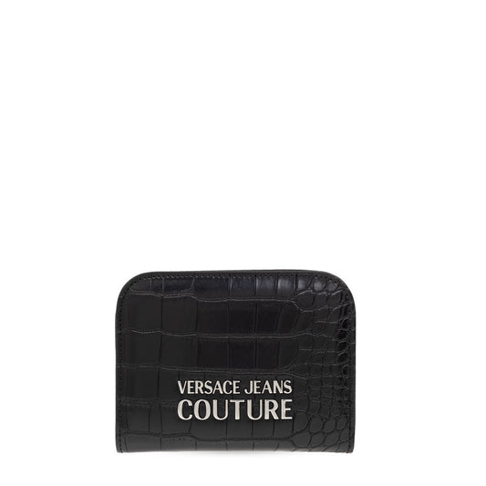 محفظة يد صغيرة سوداء بنقشة جلد التمساح – Versace Jeans Couture