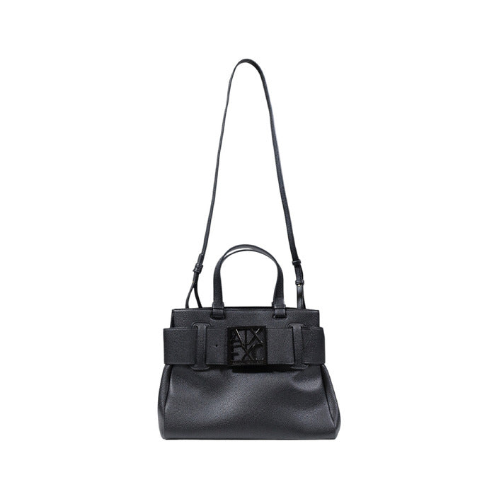 شنطة يد سوداء بشعار A|X وحزام كتف – Armani Exchange
