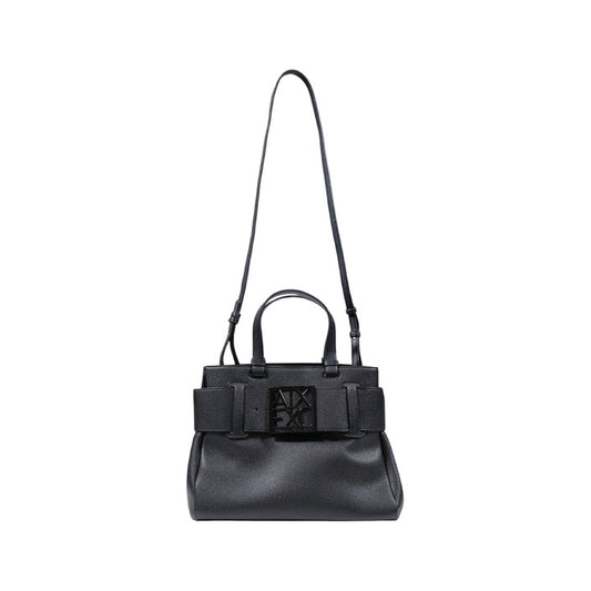 شنطة يد سوداء بشعار A|X وحزام كتف – Armani Exchange
