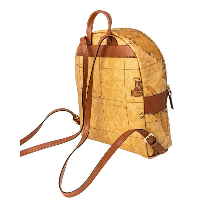 شنطة ظهر جلدية بخرائط جغرافية – Alviero Martini 1a Classe – Geo Map Print Beige Leather Backpack
