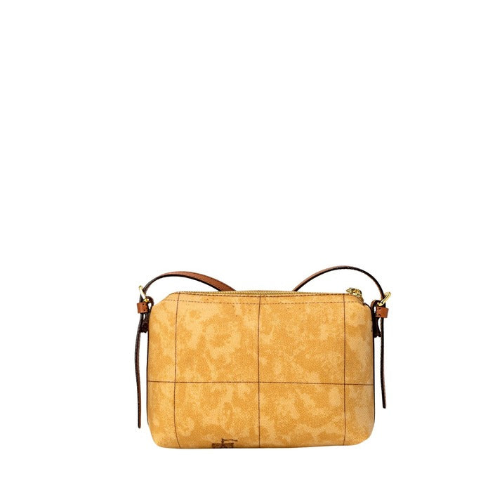 شنطة كتف جلدية صغيرة بخرائط جغرافية – Alviero Martini 1a Classe – Geo Map Print Small Beige Leather Shoulder Bag