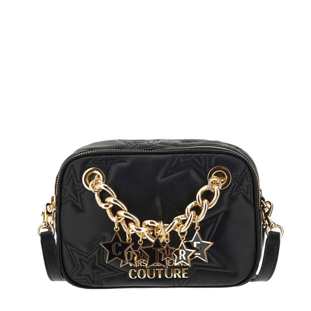شنطة كروس سوداء منقوشة بشعار العلامة – Versace Jeans Couture