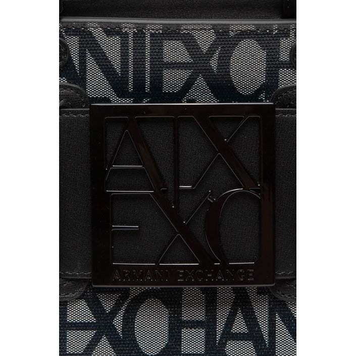 شنطة يد سوداء مطبعة بشعار A|X وسحاب – Armani Exchange