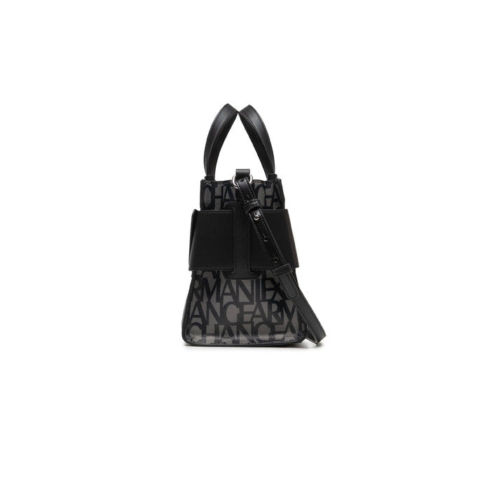 شنطة يد سوداء مطبعة بشعار A|X وسحاب – Armani Exchange