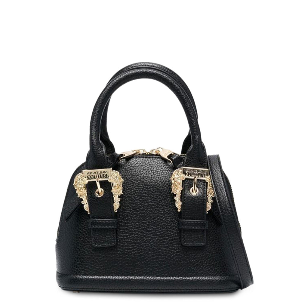 شنطة يد سوداء مزينة بتفاصيل ذهبية – Versace Jeans Couture