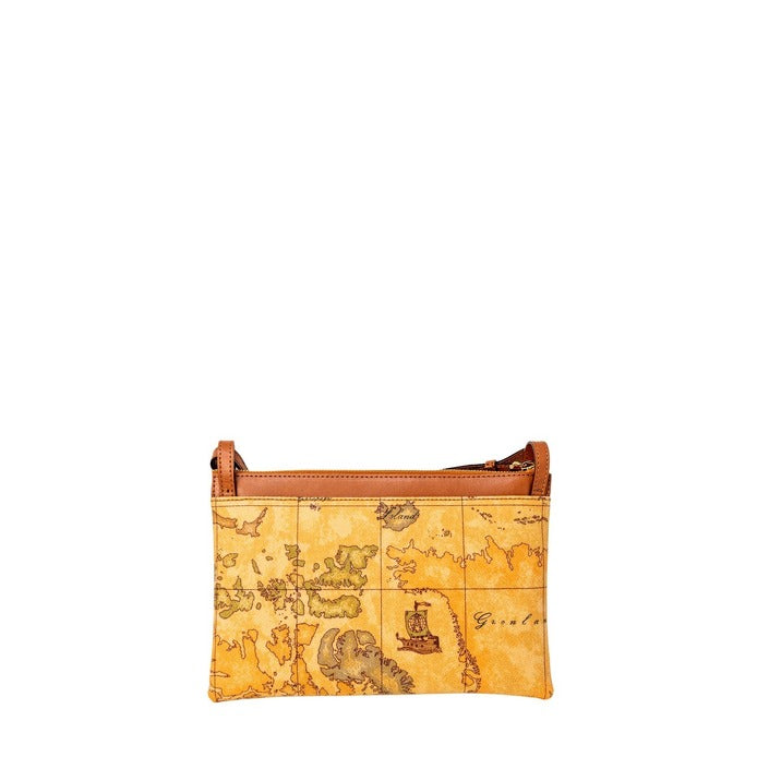 شنطة كروس جلدية بخرائط جغرافية – Alviero Martini 1a Classe – Geo Map Print Beige Leather Crossbody Bag