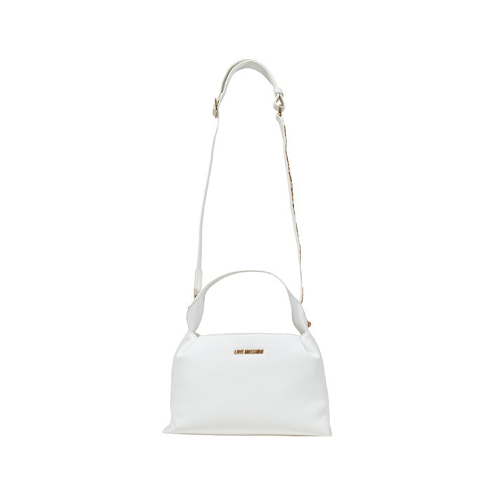 شنطة يد بيضاء بسحاب وحزام كتف قابل للفصل – Love Moschino