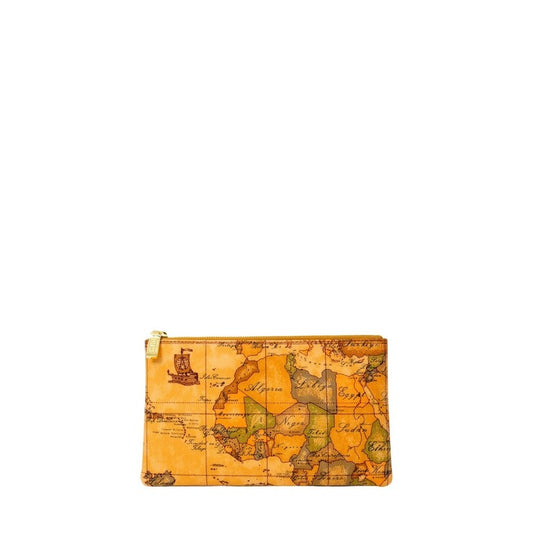 حقيبة اكسسوارات بخرائط جغرافية – Alviero Martini 1a Classe – Geo Map Print Brown Accessories Pouch