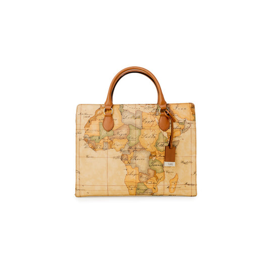شنطة يد بخرائط جغرافية بتصميم Structured – Alviero Martini 1a Classe – Geo Map Print Beige Structured Handbag