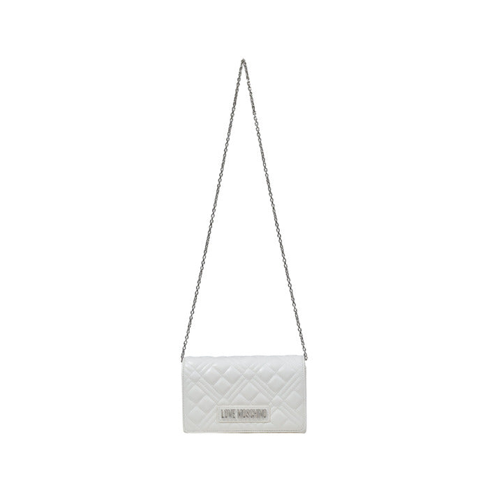 شنطة كتف بيضاء مبطنة بإغلاق كبسة – Love Moschino