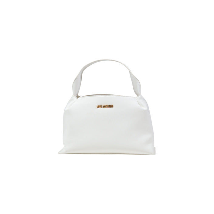 شنطة يد بيضاء بسحاب وحزام كتف قابل للفصل – Love Moschino