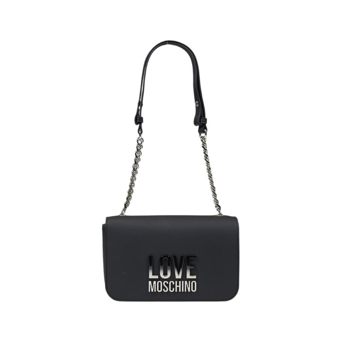 شنطة كتف رمادية بجيوب داخلية وسلسلة معدنية – Love Moschino