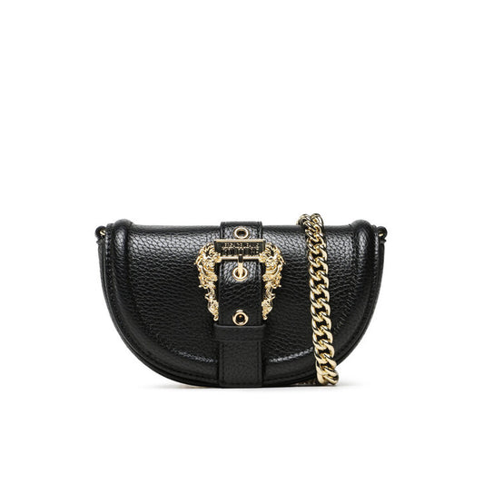 Versace Jeans Couture - شنطة صغيرة نصف دائرية بمشبك ذهبي وسلسلة