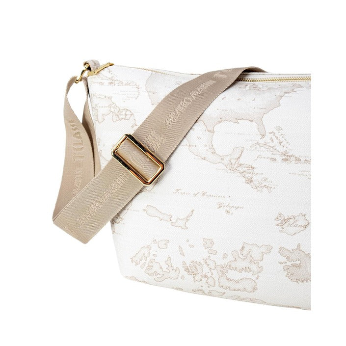 شنطة كتف بيضاء بخرائط جغرافية – Alviero Martini 1a Classe – White Geo Map Print Large Shoulder Bag