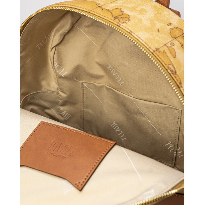 شنطة ظهر جلدية بخرائط جغرافية – Alviero Martini 1a Classe – Geo Map Print Beige Leather Backpack