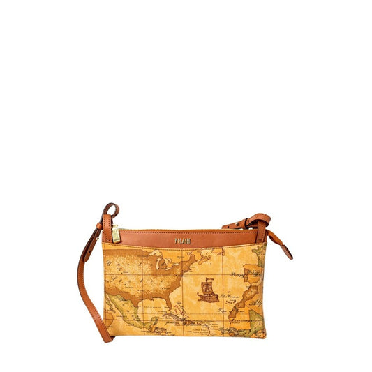 شنطة كروس جلدية بخرائط جغرافية – Alviero Martini 1a Classe – Geo Map Print Beige Leather Crossbody Bag