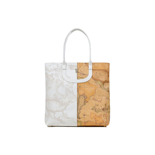 شنطة شوبينج مزدوجة النقشة – Alviero Martini 1a Classe – Mixed Print Geo Map Shopping Bag