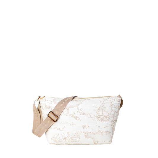 شنطة كتف بيضاء بخرائط جغرافية – Alviero Martini 1a Classe – White Geo Map Print Large Shoulder Bag