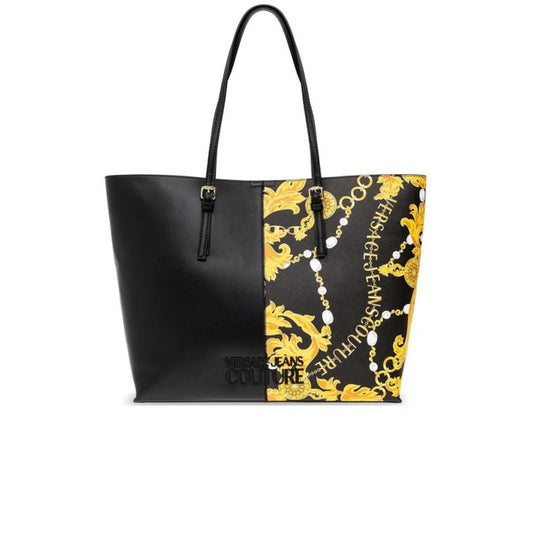 Versace Jeans Couture - شنطة توت جلد أسود بنقشة باروكية جانبية