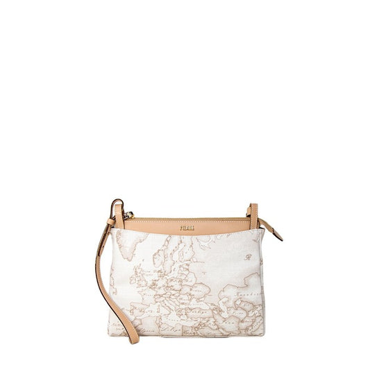 شنطة كروس بيضاء بخرائط جغرافية – Alviero Martini 1a Classe – White Geo Map Print Crossbody Bag
