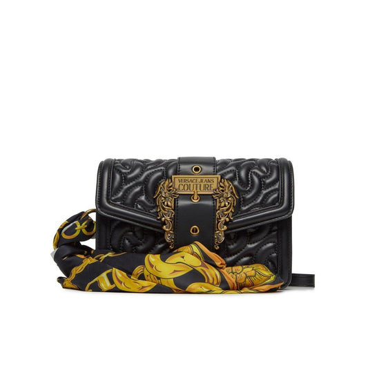 Versace Jeans Couture - شنطة كتف مبطنة بمشبك ذهبي ووشاح باروكي