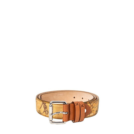حزام جلد بنقشة خرائط – Alviero Martini 1a Classe – Geo Map Print Beige Leather Belt