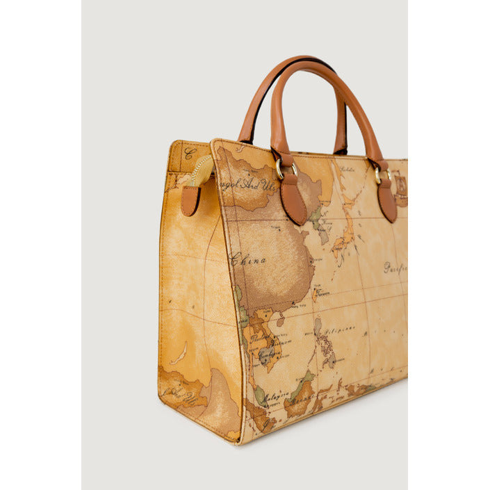 شنطة يد بخرائط جغرافية بتصميم Structured – Alviero Martini 1a Classe – Geo Map Print Beige Structured Handbag
